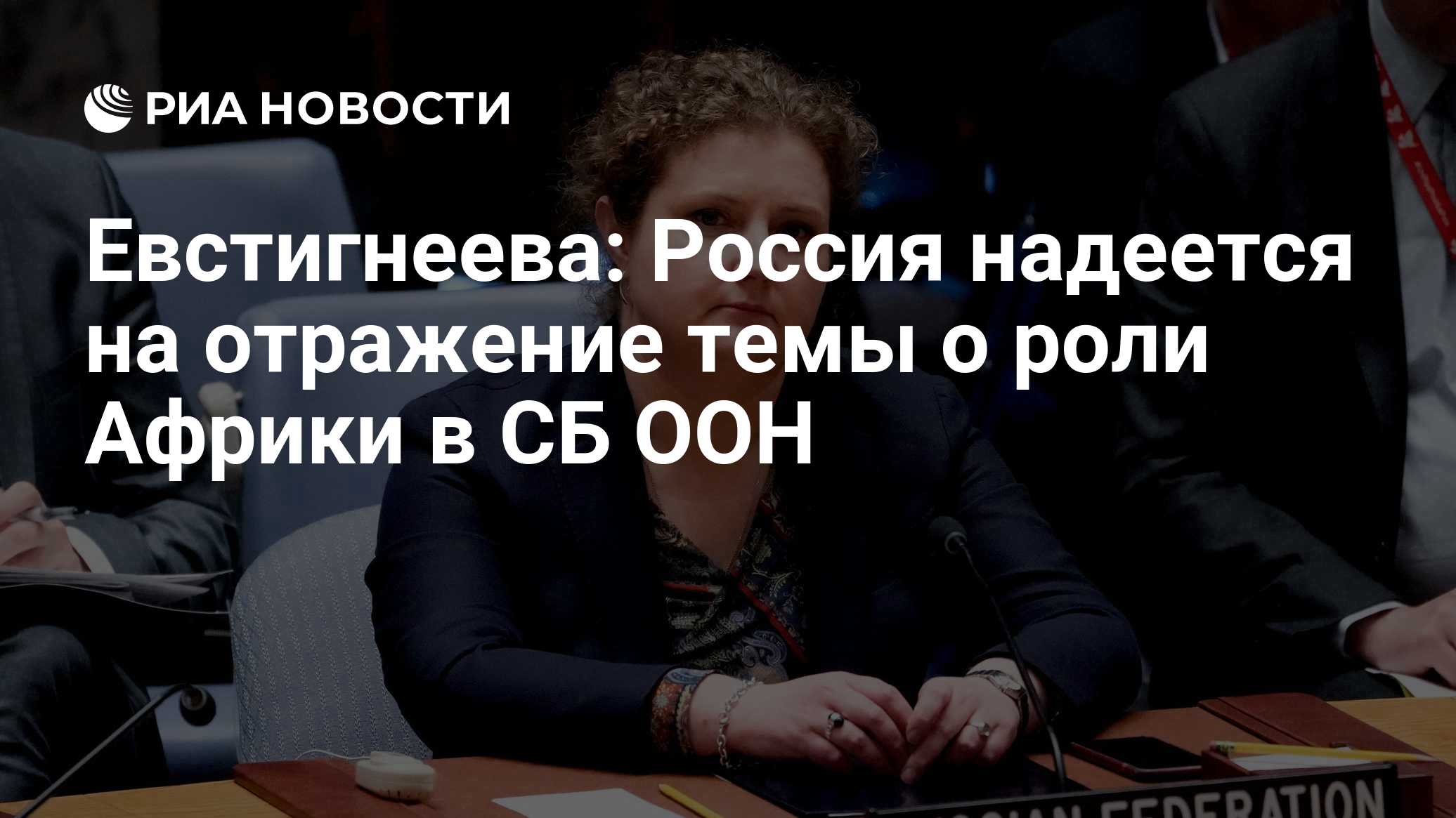 Евстигнеева: Россия надеется на отражение темы о роли Африки в СБ ООН